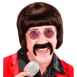 Mens 60s Music Man withTash - Brown Wig for Hair Accessory Fancy Dress