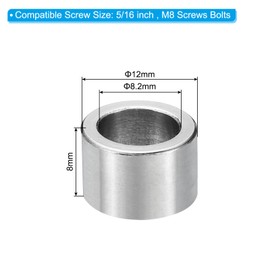 PATIKIL M8 Edelstahl-Abstandshalter, 10 Stück Metall-Abstandshalter Edelstahl 8,2 mm ID x 12 mm OD x 8 mm L Edelstahl-Abstandshalter Schraubständer für 5/16" oder M8 Schrauben