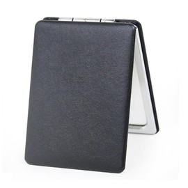 Elegant Compact Vanity Mirror for Men and Women,Travel Makeup Mirror for Handbag Wallet, Handheld Double-Sided Magnifying Pocket Mirror for Daily, Work, Business,Travel Essential(Rectangular -Black)