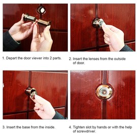 GOTOTOP 22mm 220°HD Door Viewer Peephole Wide Viewing Angle with Heavy Duty Privacy Cover Copper Optical Glass Anti-Theft Door Accessories(Red Bronze)