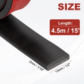 PATIKIL Neoprene Rubber Strips 1/2" Wide x 1/16" Thick x 15' Long, Self Adhesive Solid Rubber Sheet for Shock Absorption Gasket DIY Crafts Sealing Weather Striping, Black