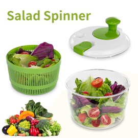 Salad Spinner, Fruit and Vegetable Washer, Spin and Dry Salad Greens, 3 QT Lettuce Spinner with Bowl and Mesh Basket