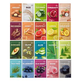 [the SAEM] Natural Facial Mask Sheet 21ml 13 Pack - Korean Skincare Moisturizing and Nourishing Facial Mask Sheet Variety Combo Pack