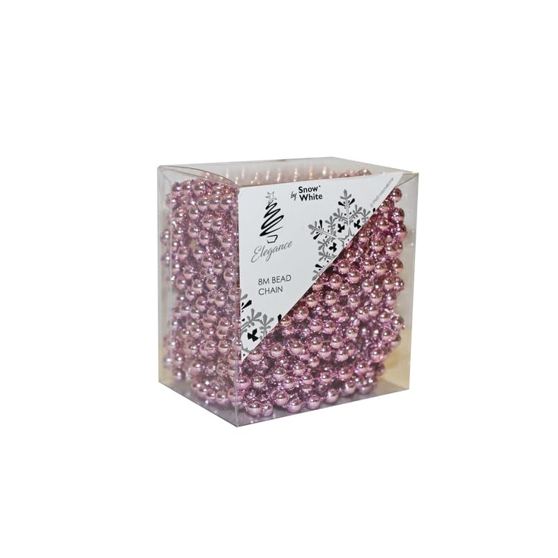 Christmas 8 Metre Bead Garland Tree Room Decoration - Pink