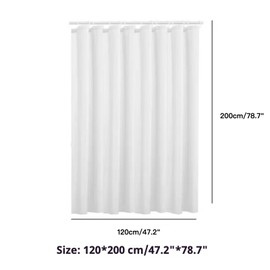 KnnRiim Duschvorhang, 120 x 200 cm, Anti-schimmel Wasserdicht, Polyester Badezimmervorhang, Waschbar, Duschvorhangringen, Badewanne Shower Curtain, mit Ringen, Weiß