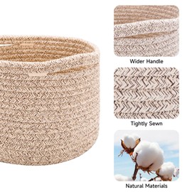 MiniArk Small Storage Basket for Organizing | Cube Shelf Closet Storage Baskets | 9.7×9.7×7.1” Cute Baby Basket for Nursery | Woven Rope Basket Bins | Gift Basket Easter | Round 3 Packs Mixed Brown