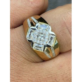 Men's Iced 14k Gold & Real Solid 925 Silver Ring -Hip Hop Iced Baguette Ring - Pinky Or Any Other Finger Ring - Sizes 6-13 (11)