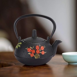 Japanese Tetsubin Kettle Set, Cast Iron Teapot, Cast Iron Tea Kettle, Imitating Japanese Uncoated Plum Blossom Bamboo Gift Decoration 0.3L