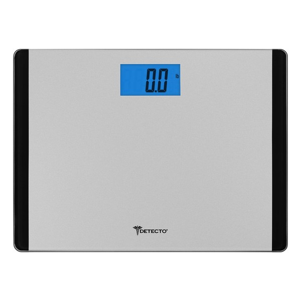 Escali Detecto D119 Low Profile Extra Wide Body Weight Bathroom Scale, Digital LCD Display, 440lb Capacity, 1 Count (Pack of 1), 16"L x 12"W x 1"H, Black and Grey
