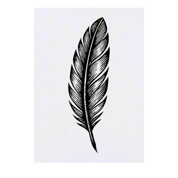 'Feather' Temporary Tattoo - Water Resistant, Skin-Safe, Non-Toxic Transfer (TO00085925)
