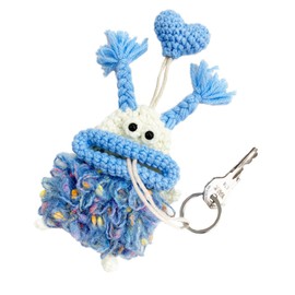 macaroni edge mascot key case monster key holder key holder key storage Korean miscellaneous goods handmade, blue
