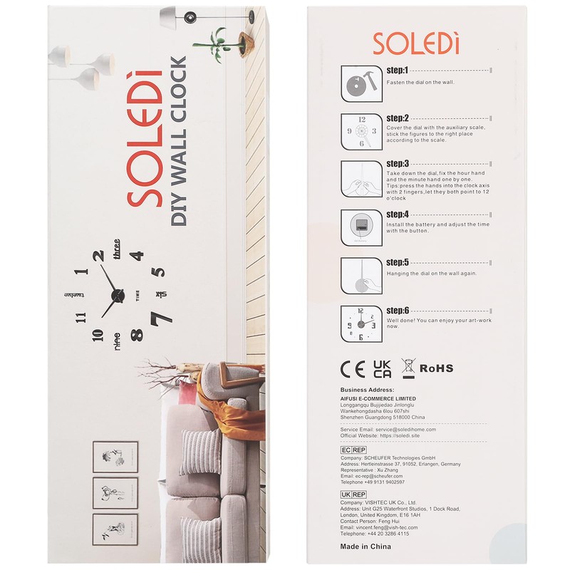 SOLEDI Wall Clocks for Living Room Modern, Large Wall Clocks