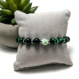 Limited Edition Bipolar Disorder Green Ribbon Awareness Unisex Mens and Womens Stretchy Bracelet