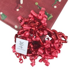 MMvolesy Red Curly Metallic Curly Christmas Bow Self-Adhesive for Gift Wrap, Craft Packing, Wrapping （6pc）