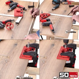 SOTECH Drilling template BSK-35-T45/52 for pot hinge mounting including Forstner drill diameter 35 mm drill gauge for pot hinges with hole spacing 45 and 52 mm