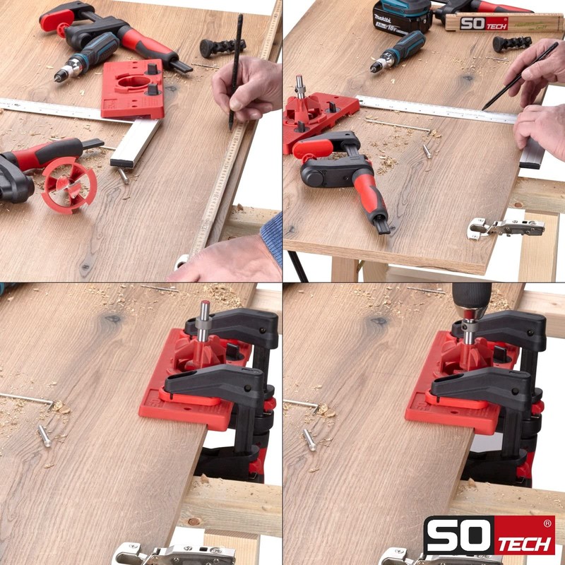 SOTECH Drilling template BSK-35-T45/52 for pot hinge mounting including Forstner