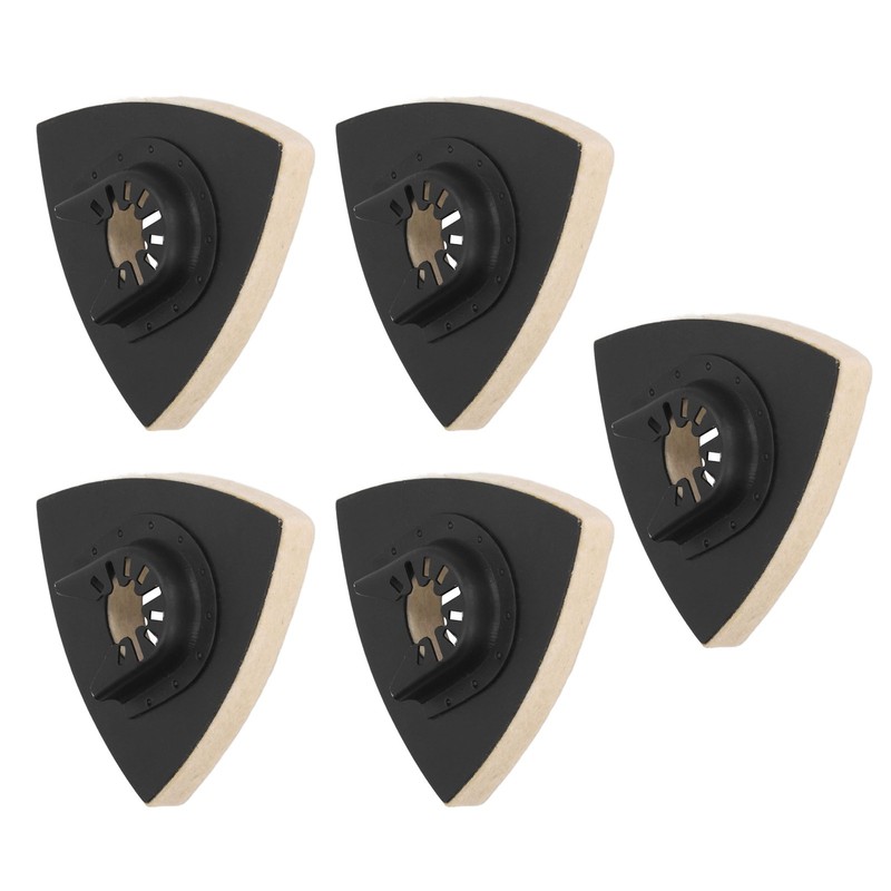 5PCS Wool Polishing Pad with Alloy Steel Base Triangular Felt