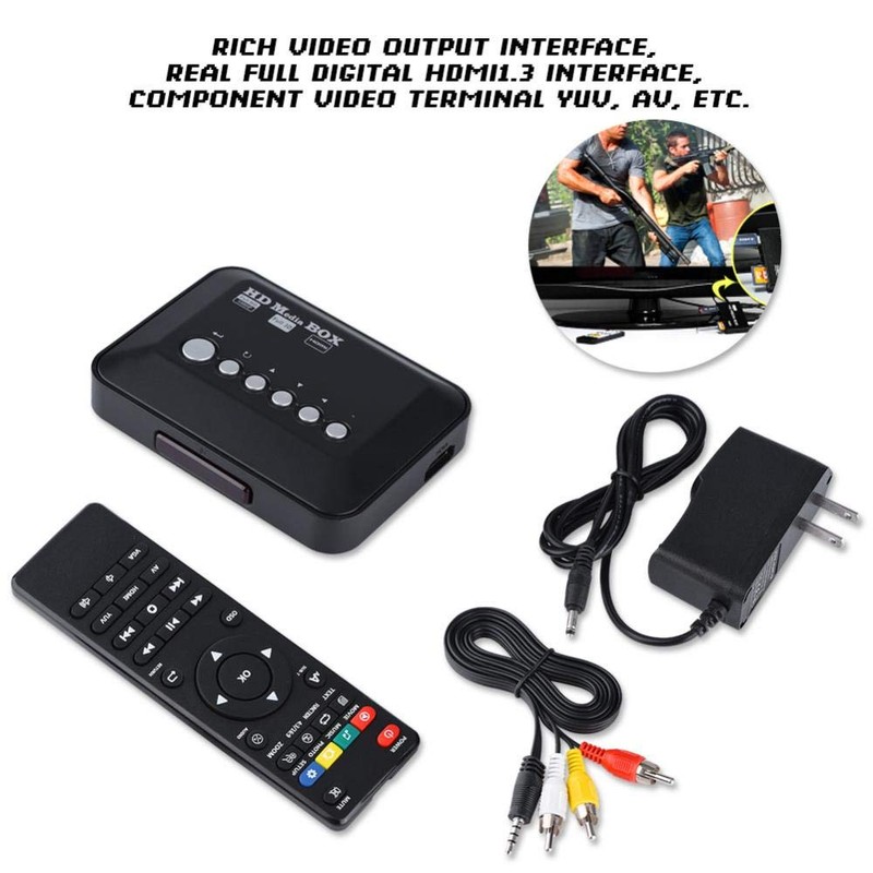 ASHATA Richer-R Media Player HDMI USB SD MMC AV TV,Reproductor