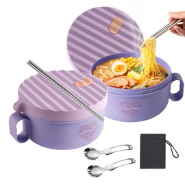 AI LOVE PEACE Ramen Bowl, Ramen Cooker, Microwave Ramen Bowl, Large Noodle Bowl 40 oz,Microwave Bowl, Portable Noodle Bowls, Ramen Bowl Microwavable for Home Office Dorm Room College gift.