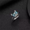 Unbranded Cute Cat Blue Eye Silver Ring, Adjustable Size, Kitten,