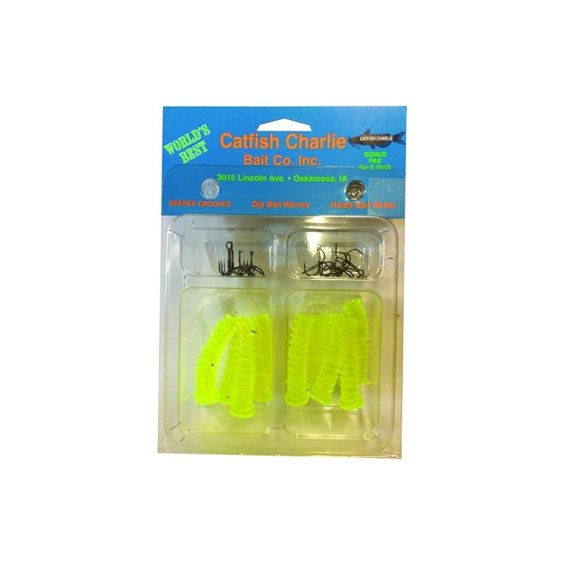 Fishing: Catfish Charlie Dip Bait Worms - Per 12