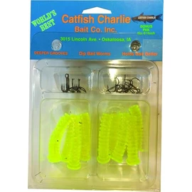 Fishing: Catfish Charlie Dip Bait Worms - Per 12