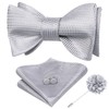 Dubulle Mens Sliver Bow Tie and Lapel Pin Set Self
