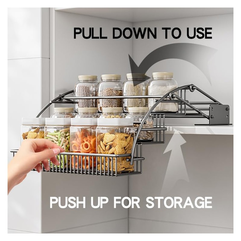 HZBL-LP 3-Tier Pull Down Spice Rack Organizer for Inside Cabinet