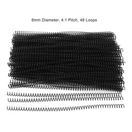 100PCS Spiral Binding Coils Strong Plastic Spines 40 Sheets Capacity A4 Paper 8mm Diameter 360 Rotation (Black)