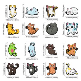Stiesy 32 Pcs 16 Styles Soft PVC Cute Cat Slime Charms Animal Plastic Cabochons Kitten Flat Back Beads No Hole Beads Bulk for DIY Crafts Making Decorations Scrapbooking Embellishments Hair Clip