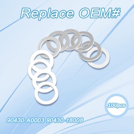 100PCS 90430-A0003 18mm Oil Drain Plug Gasket Aluminum Crush Washer Compatible with Toyota 4Runner Corolla FJ Cruiser Land Cruiser RAV4 Tacoma for Lexus for Scion Replace 90430-18008