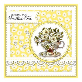 LZBRDY Blooming Flowers in Vintage Style Tea Cups Clear Stamps & Dies Set - DIY Scrapbooking, Card Making, Albums, Crafts Decor