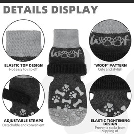 KOOLTAIL Anti Slip Dog Socks for Hot/Cold Pavement to Prevent Licking Paws, Dog Boots&Paw Protector with Grippers for Hardwood Floors,Traction Control No Twist Booties for Small Medium Large Dogs M