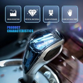 pltyfse Car Gear Shifter knobs Universal R Shape Crystal Cut Series car Shift knob Touch Activated LED Shift Knob Universal Fits for Most Auto and Manual Transmission Car with Button