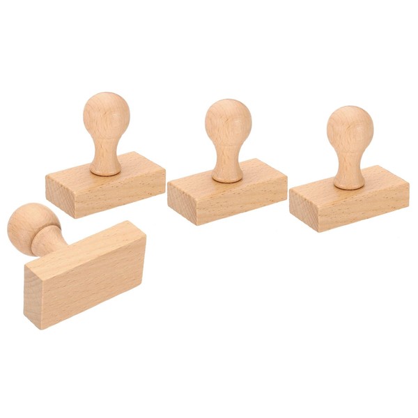 PATIKIL 60mm Stamp Wood Square Handle, 4 Pack Wooden Knobs