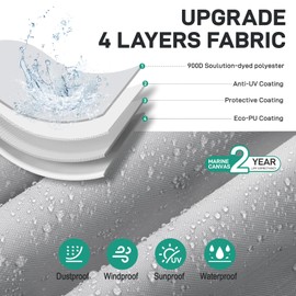 Caminor Jon Boat Cover 18ft, 900D Heavy Duty Trailerable Waterproof Jon Boat Cover 18 Foot with Motor Cover, Marine Grade Canvas,Gray