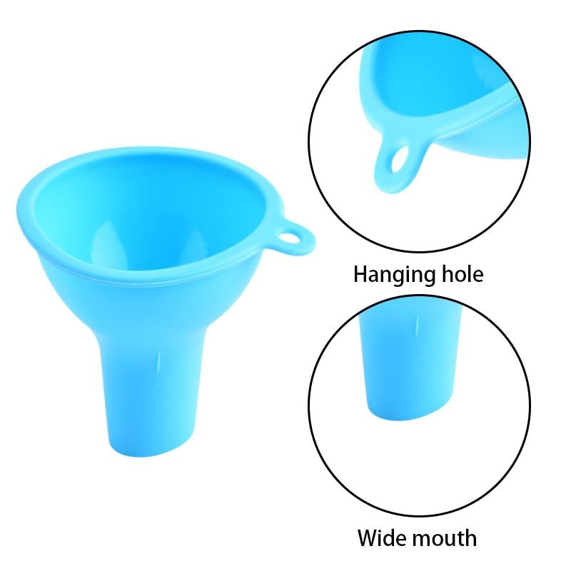 6 Pcs Silicone Funnels for Kitchen, Multi-Color Flexible Filling Small