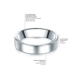 Trilani Mens Engagement Ring 925 Sterling Silver Mens Wedding Band Engagement Wedding Band, Silver