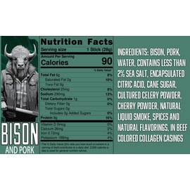 PEARSON RANCH Bison Stick Pack of 12 Bison Meat Stick, Low-Carb, Gluten-Free, MSG-Free, High-Protein, Paleo and Keto Friendly Jerky Sticks, Wild Game Meat Snacks