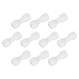 sourcing map 6Pcs Push to Connect Fittings, 1/4" OD x 1/4" OD Air Hose Fittings Tube&Hose&Pipe Quick Connect Fitting Plastic Straight Union Coupling for RO Water System, White (6-6mm)