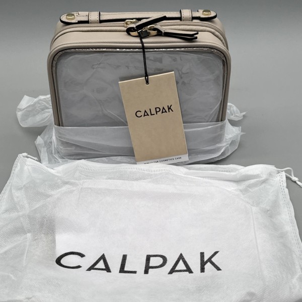 Calpak Clear Makeup Bag with Zipper, Stone Travel Calpak Toiletry