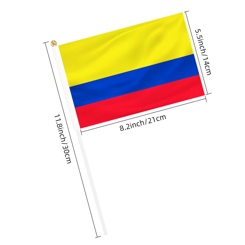 Rotenl 50 Pack Colombia Hand Held Mini Flags, Small Colombian