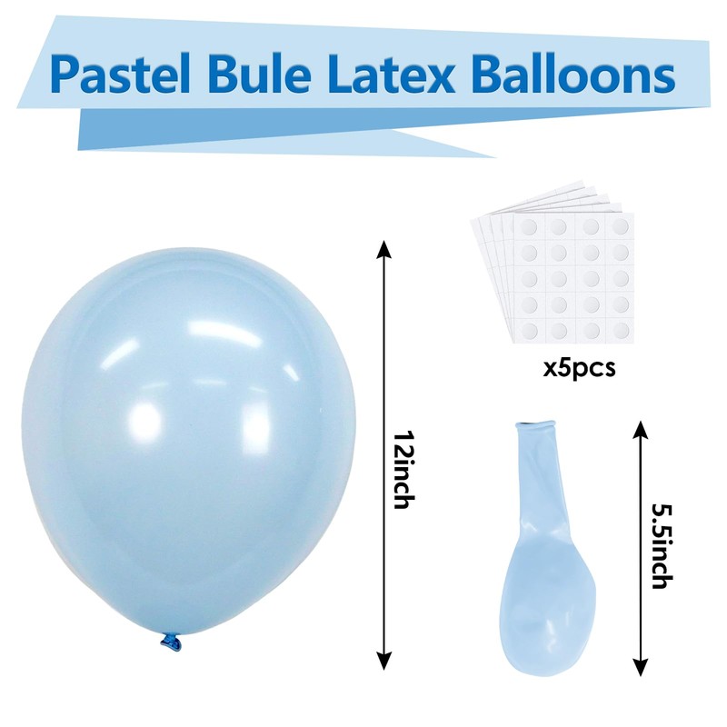 Bezente Pastel Blue Latex Party Balloons - 100 Pack 12