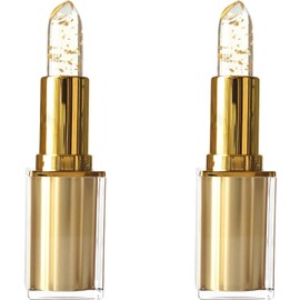 Colour Changing Lipstick, Clear‑Pink Gold Foil Lip Balm for Mature Women