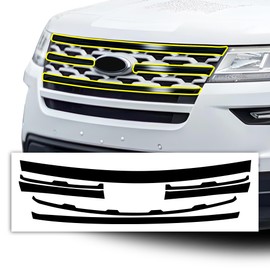 BOGAR TECH DESIGNS Front Chrome Delete Overlay Compatible with Ford Explorer 2018-2019, Gloss Black