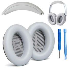 AHG QC35 earpads / QC35 ii Headband pad Cushion kit. Compatible w/Bose QuietComfort 35 ii / QC35 Headphones (Grey). Premium Headband Design | Seamless DIY Assembly | Superior Comfort and Durability