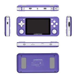 RG351P Handheld Game Console,Plug & Play Video Games Supports TF Extend 256GB , Portable Game Console 3.5 Inch IPS Screen Double 3D Rocker Supports 3.5mm Sound Headphones (Purple)