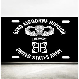 Unbranded 82nd Airborne Army Car Tag Laser Etched Black Metal License Plate
