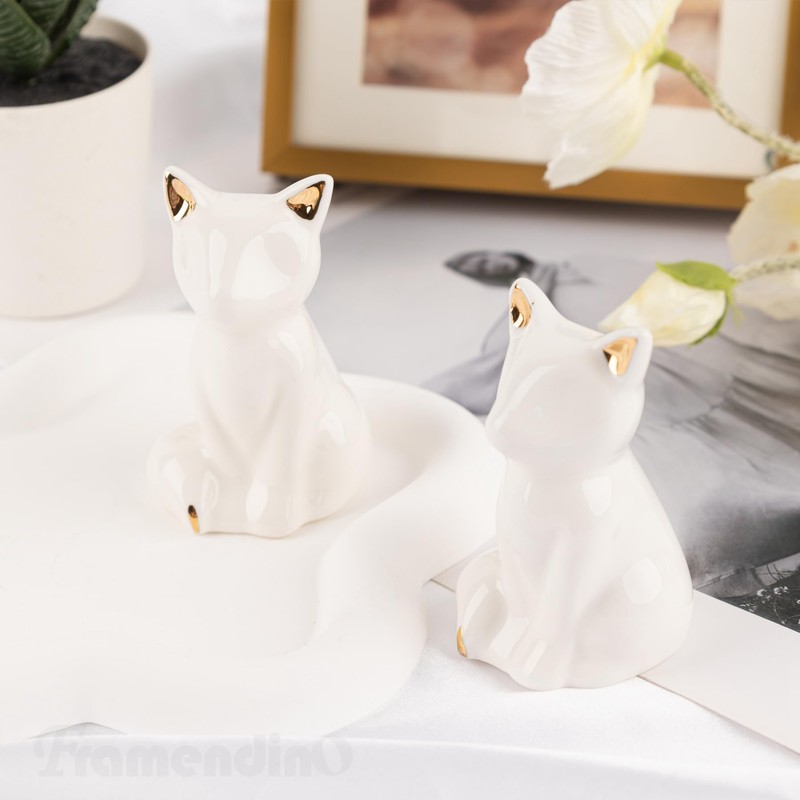 Framendino, 2 Pack Ceramic Toilet Bolt Caps Lovely Cat Decorative