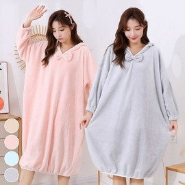 soft hooded bathrobe ELS-120 Pink/FREE 3ea